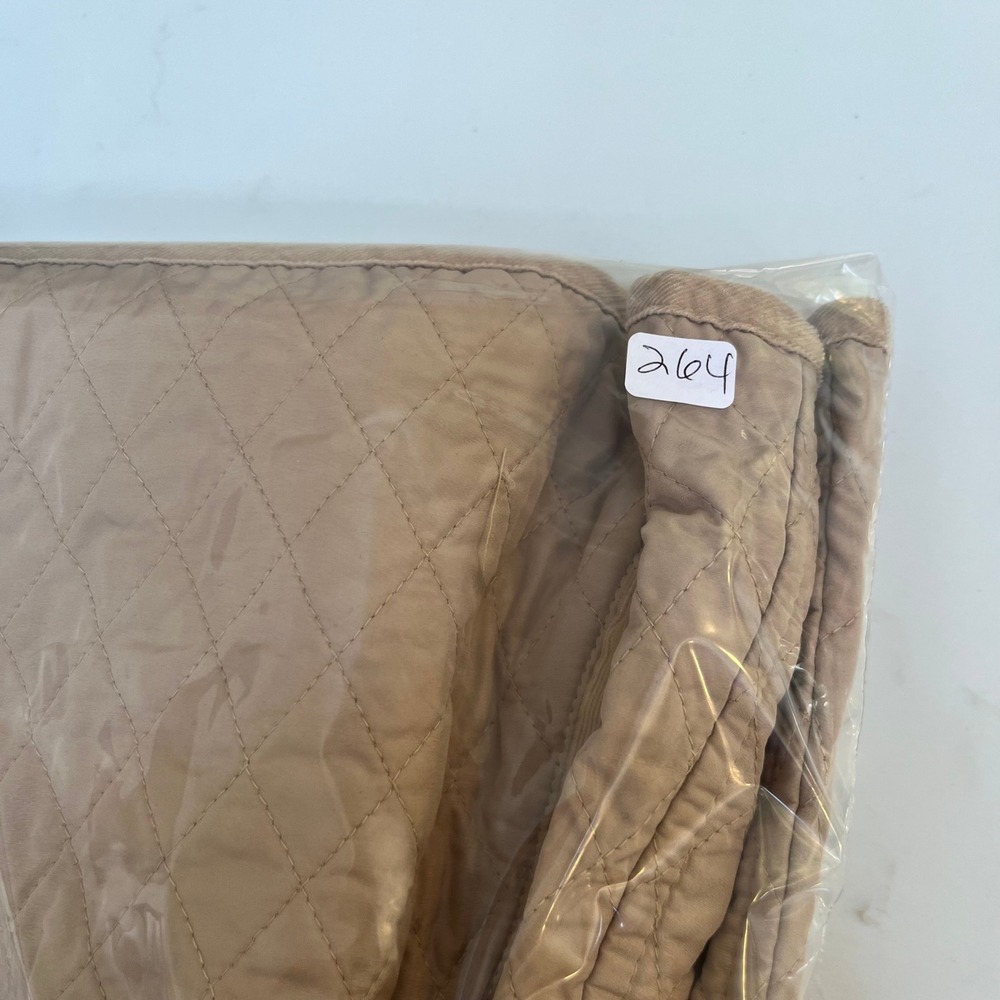 Talbots Womens XL Tan Quilted Zip Front Vest Corduroy Trim Mock Neck Beige - Picture 11 of 11